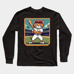 Cat baseball player Long Sleeve T-Shirt